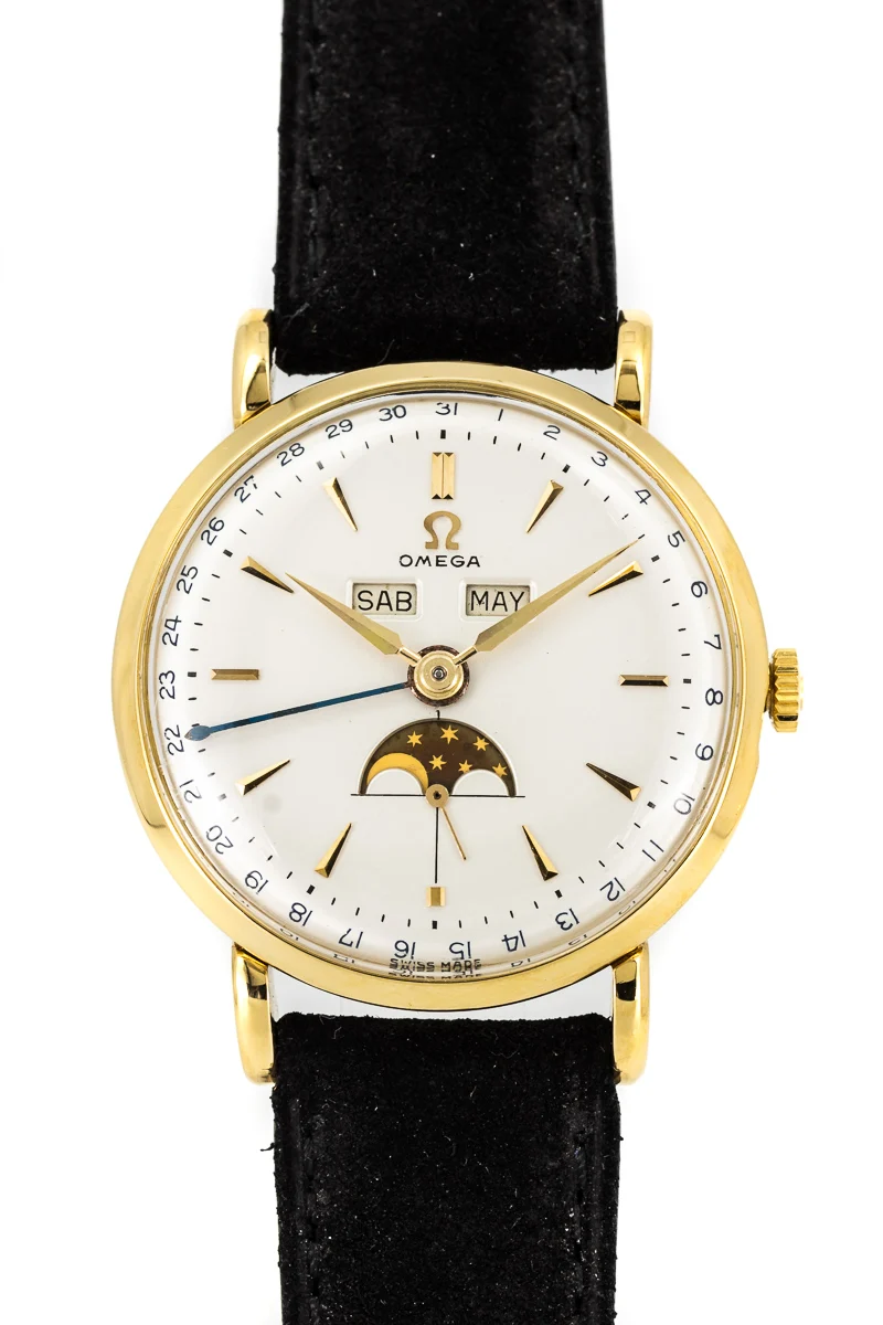 OMEGA Cosmic Moon Ref. 2473 18k gold 34 mm kol saati
