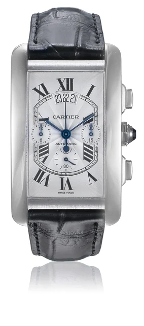 Cartier Ref. 3703, chronograph, minute and hour recorders, date; “Tank Américaine Chronogr