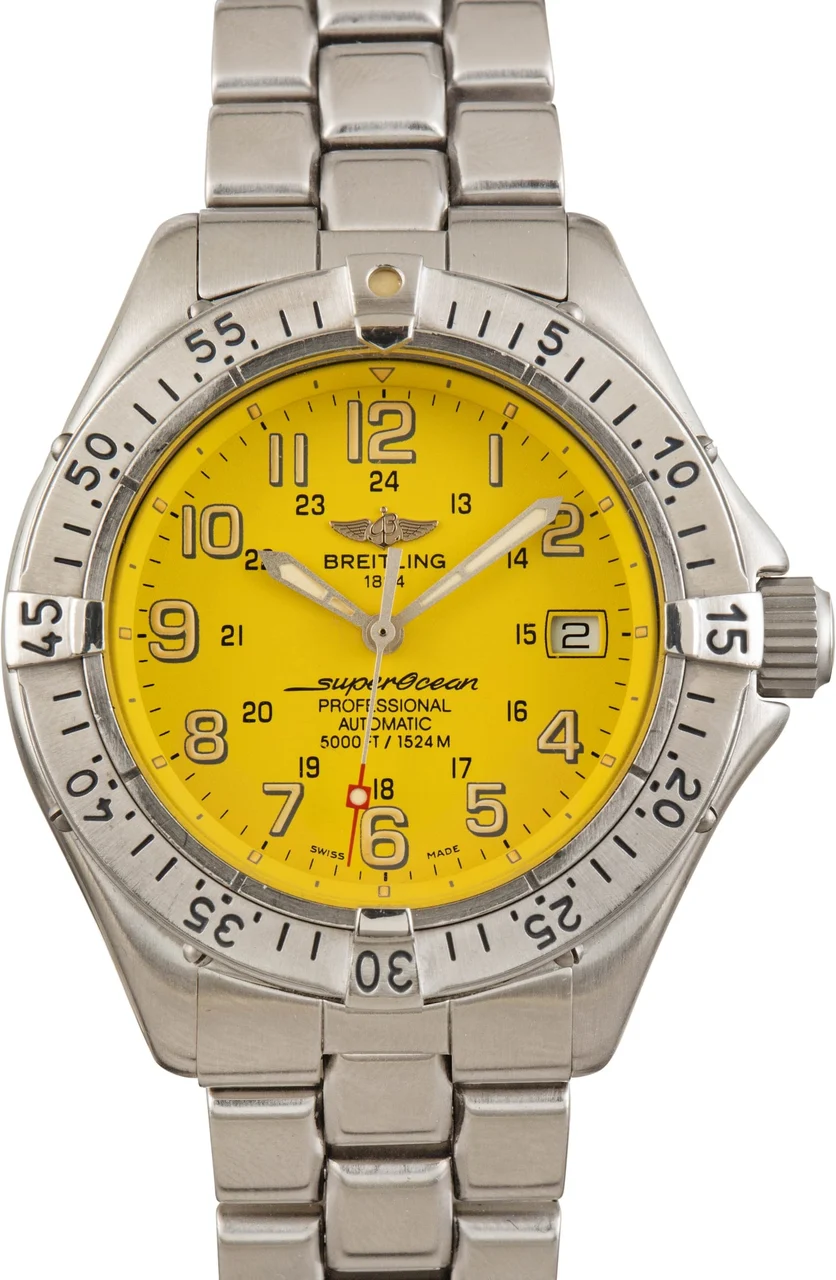 Breitling Superocean Yellow Arabic Dial A17045 kol saati