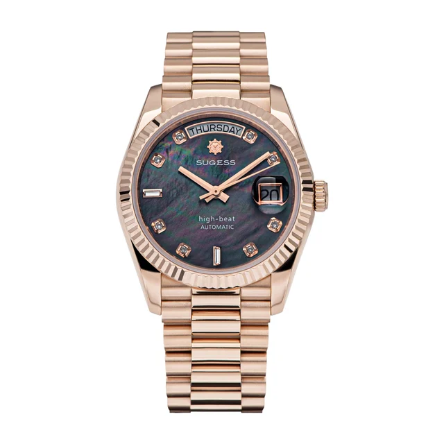 Sugess Heritage S449 DD Date and Day Display DD36 36mm Rose Gold Bl kol saati