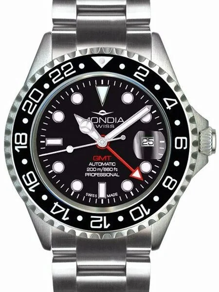 Mondia GMT, Dual-Time Watch with Swiss ETA 2893 Automatic Movement #MS-214-SSBKBK-BK-OCM k