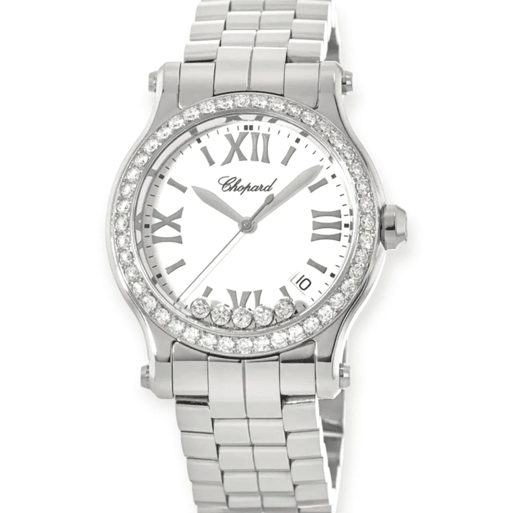 Chopard Happy Sport White Roman Index Dial 36mm Af Pre-Owned Chopard Happy Sport White Roman Index Dial 36mm Af 36 mm kol saati
