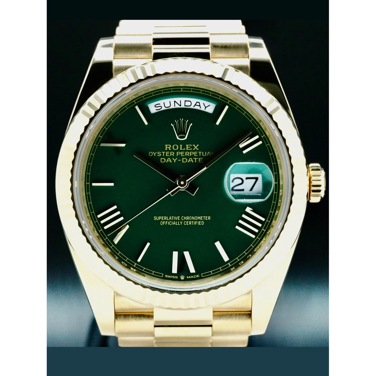 Rolex Oyster-Perpetual Day-Date Green Dial 210000050498 40 mm kol saati