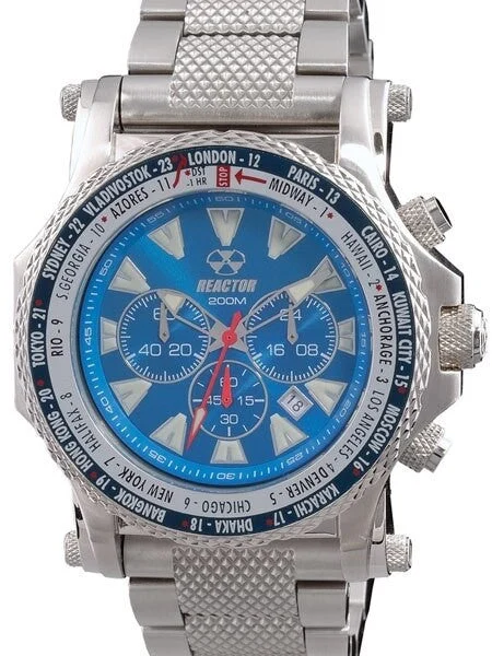 Reactor Proton World Time, Chronograph Watch with Date and SuperLuminova Illumination #91903 45 mm kol saati