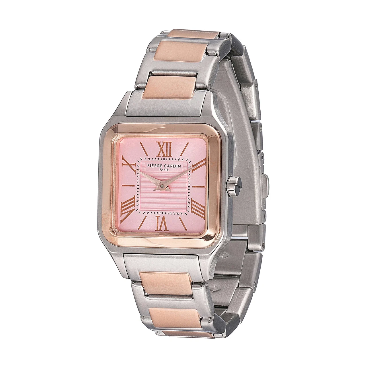 Ménilmontant Carré Women’s Square Watch - Two-Tone Rose Gold & Silver Case, Pale Pink Dial with Two-Tone Metal Strap CF.1011.MU.1 27.5 mm kol saati