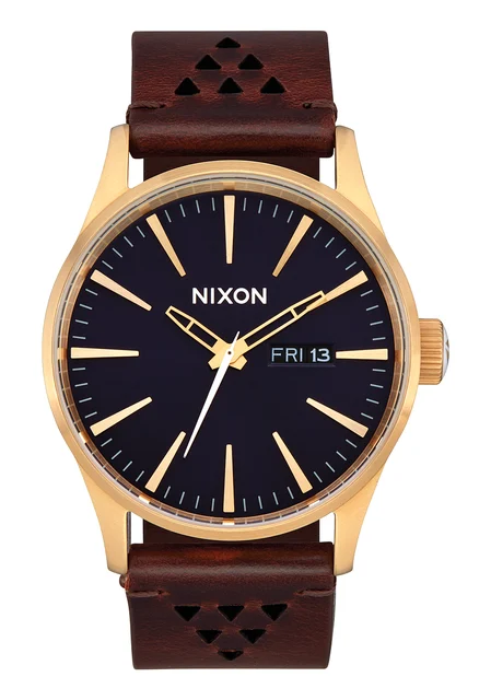 Nixon US Sentry Leather - Gold / Indigo / Brown A105-5033-00 kol saati