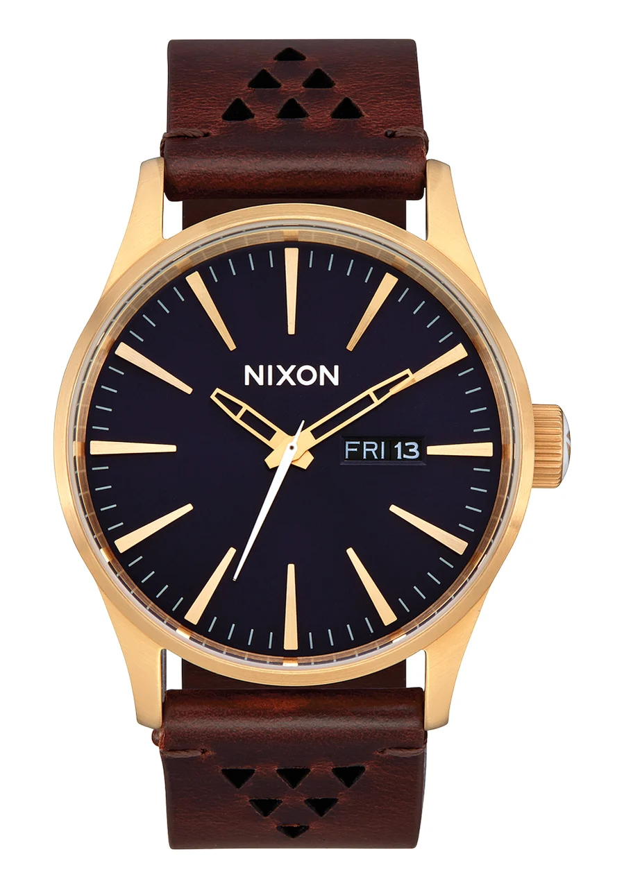 Nixon US Sentry Leather - Gold / Indigo / Brown A105-5033-00 42 mm kol saati