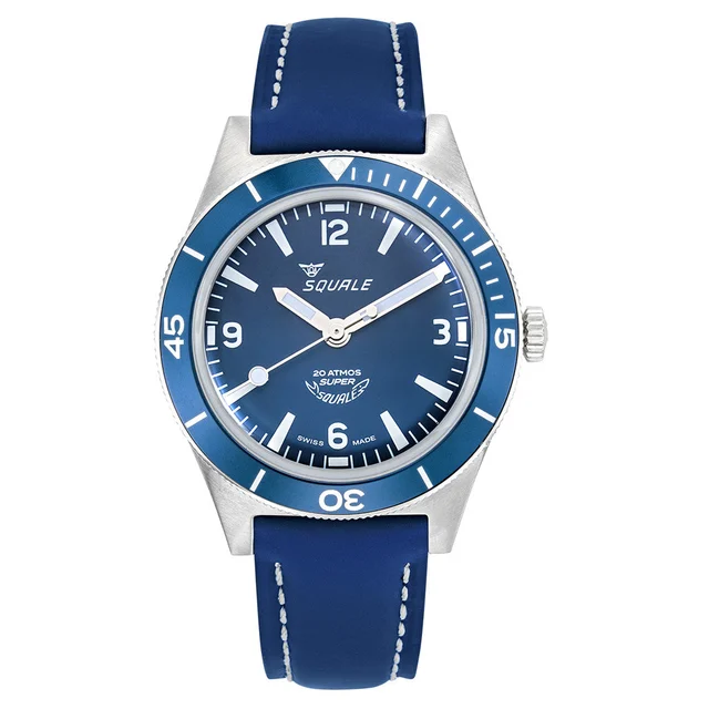 Squale "Super- " Swiss Automatic Skin Diver with Matte Blue Dial #SUPERBLBL.RLBL kol saati