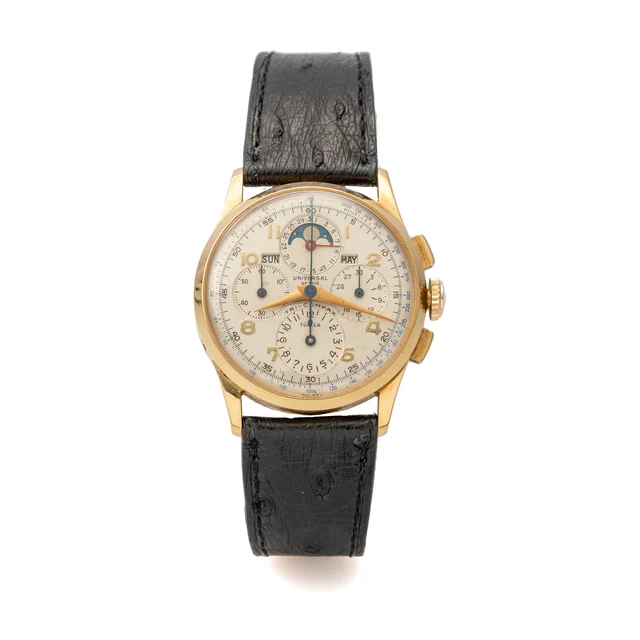 Universal UNIVERSAL, REF. 12295, TRI-COMPAX, RETAILED BY TURLER, YELLOW GOLD kol saati