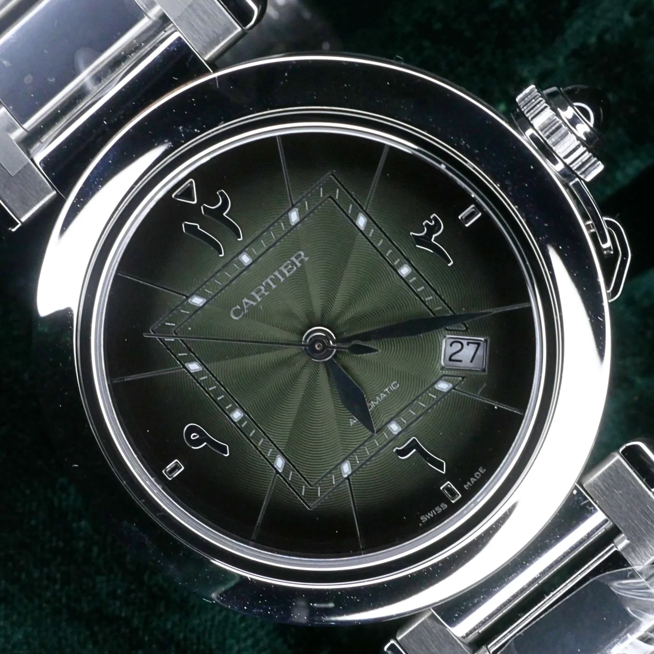 Cartier Pasha Green Dial Arabic 41 mm Stainless Steel COMPLE 41 mm kol saati