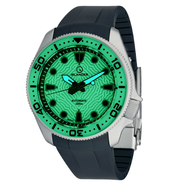 Islander Sands Point Titanium Diver with Lumed Coral Dial #ISL-161 kol saati