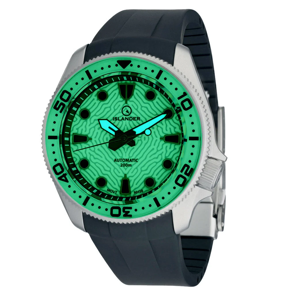 Islander Sands Point Titanium Diver with Lumed Coral Dial #ISL-161 kol saati