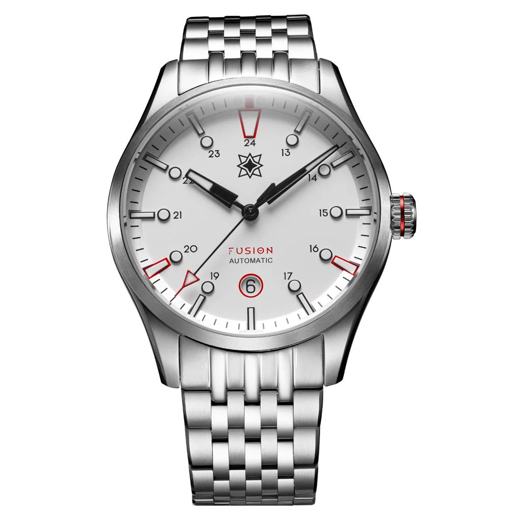 Second Hour Fusion Mk1 Watch with White Dial #SEC-HOU-20 47 mm kol saati