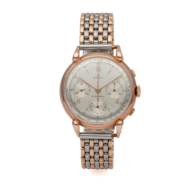 Rolex ROLEX REF. 4313 CHRONOGRAPH PINK GOLD AND STEEL Very fine and rare, manual-winding, 