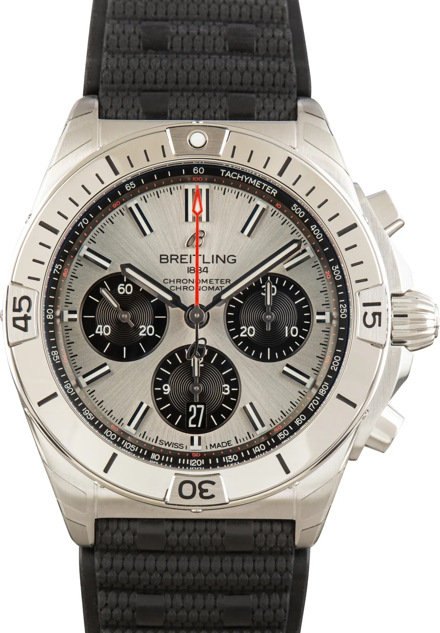 Breitling Chronomat B01 Chronograph Silver Dial AB0134101G1S2 42 mm kol saati