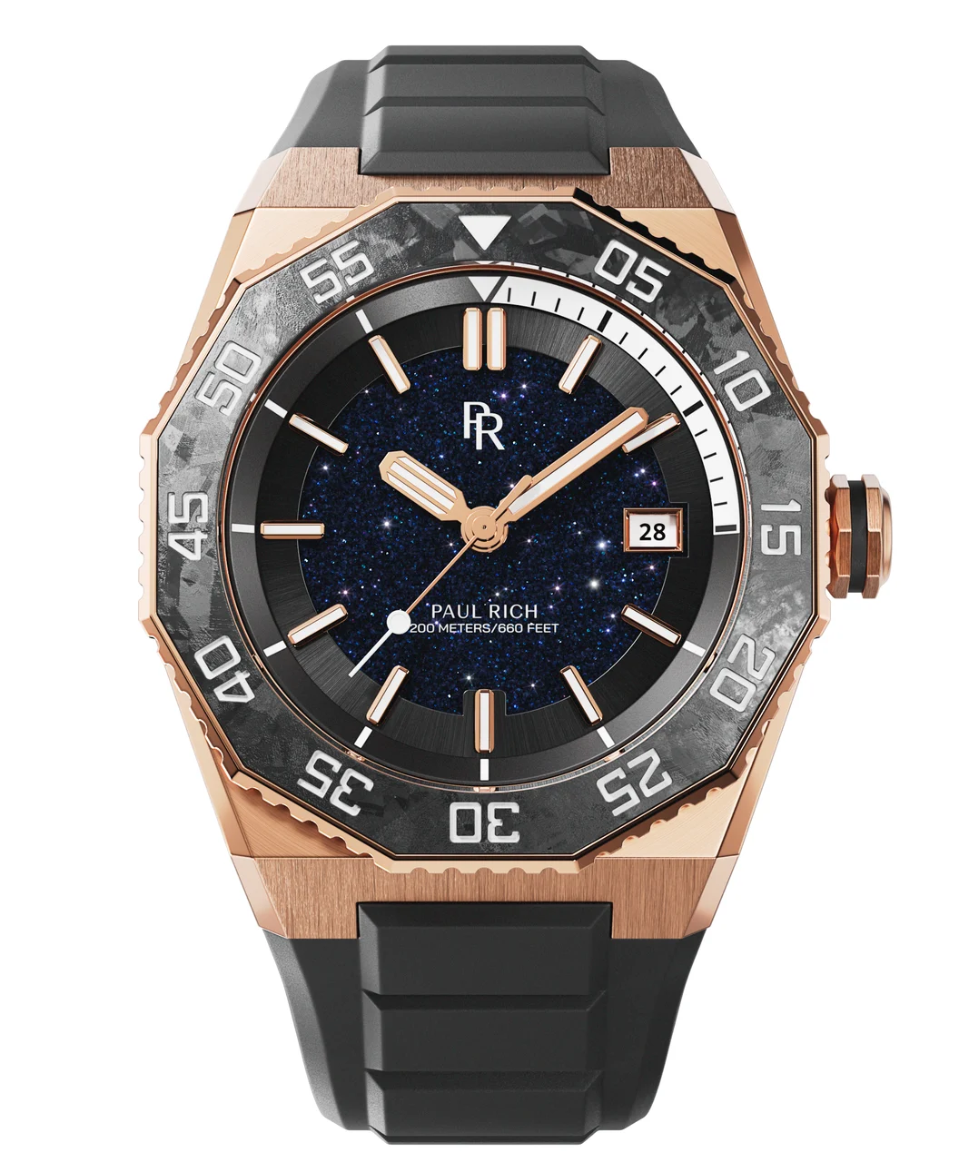 Paul Rich Aquacarbon Pro PR202412 - Rose Gold Black 43 mm kol saati