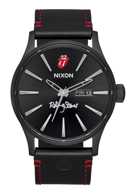 Nixon US Rolling Stones Sentry Leather - All Black A1354-001-00 kol saati