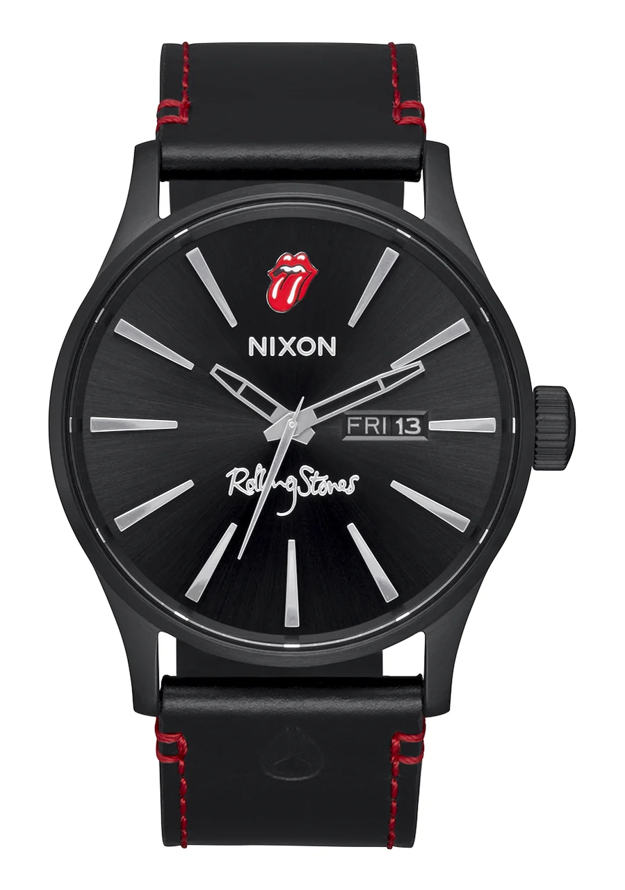 Nixon US Rolling Stones Sentry Leather - All Black A1354-001-00 kol saati
