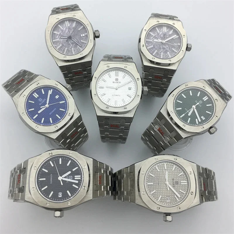 Tandorio Watches Royal Oak AP Watch 41mm PT5000 NH35 Automatic Sapphire glass Date Luminous 10ATM Dress 1005008960051432-NO logo blue-Solid Back PT5000 41 mm kol saati