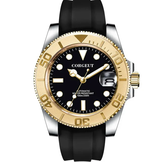 Tandorio Corgeut 3002 Dive Watch NH35 / miyota 8215 40mm Yacht Watch Two Tone Gold Ceremic