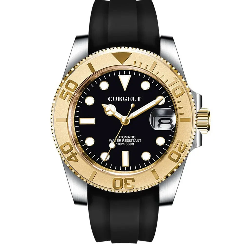 Tandorio Corgeut 3002 Dive Watch NH35 / miyota 8215 40mm Yacht Watch Two Tone Gold Ceremic Bezel 10bar Sapphire 14:29#Style.4-logo;5:57000035#MIYOTA 8215 Movement 40 mm kol saati