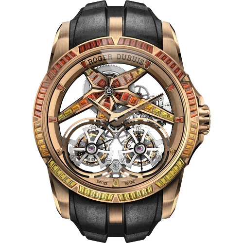 Roger Dubuis Excalibur Sunrise Double Tourbillon pink gold 45mm RDDBEX1130 kol saati