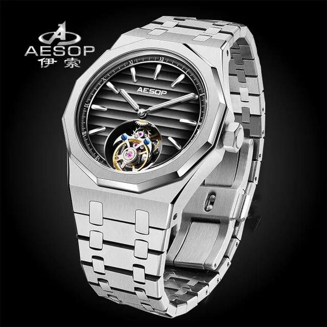 Tandorio AESOP 7057 Flying Tourbillon Skeleton Watch For Man Luxury Sapphire 50ATM Gradien