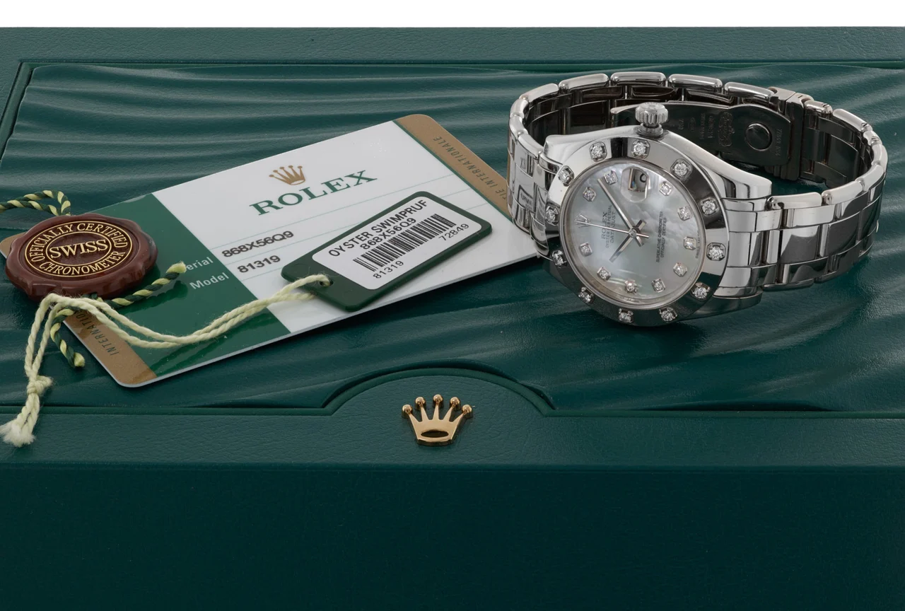 Rolex ROLEX, REF. 81319, DATEJUST PEARLMASTER, MOTHER-OF-PEARL DIAL, DIAMOND BEZEL AND INDEXES, WHITE GOLD kol saati