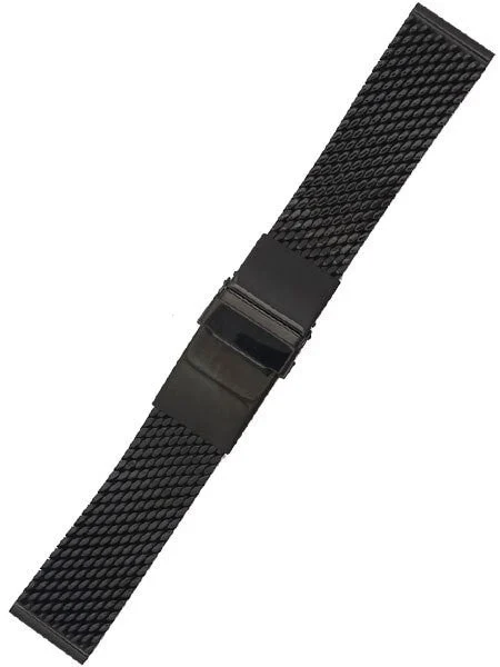 Staib Polished Black IP Mesh Bracelet #Steel-2785-20789APB (Straight End, 22mm) kol saati