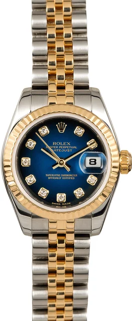 Rolex Datejust 179173 Blue Vignette Diamond Dial 179173BLVDJ kol saati