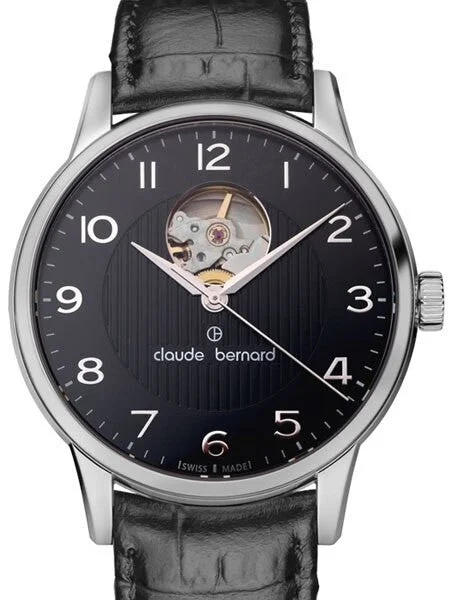 Claude Bernard Swiss Made ETA Automatic Open-Heart Watch #85017-3-NBN kol saati