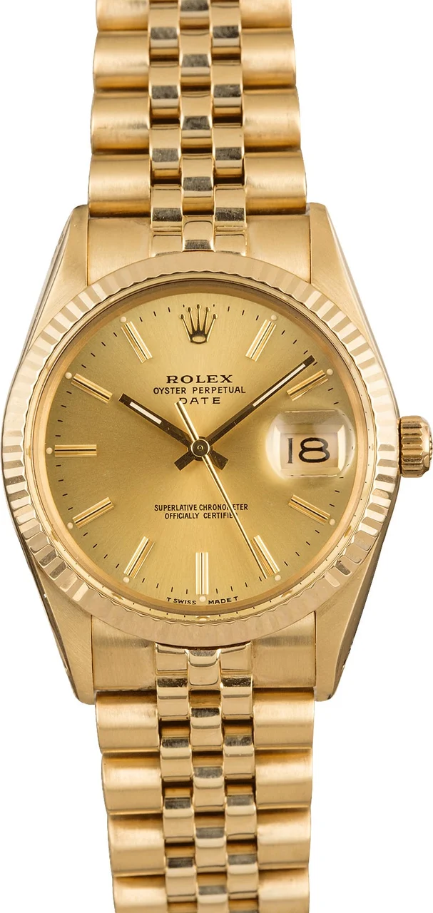 Rolex Date 15007 Champagne Dial 34 mm kol saati