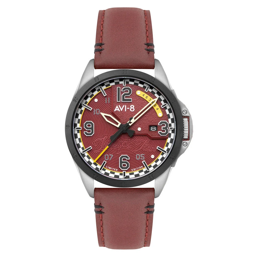 AVI-8 Mustang Twilight Tear Automatic LE with Twilight Red Dial #AV-4111-03 kol saati