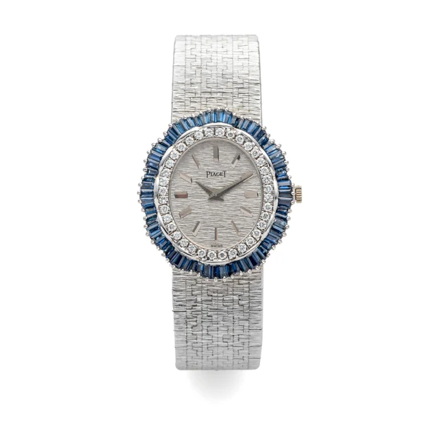 Piaget PIAGET, REF. 9307, DIAMOND AND SAPPHIRE BEZEL, WHITE GOLD kol saati