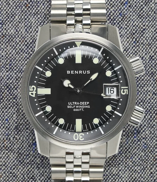 Benrus Ultra-Deep 36.5mm Diver UD-SA-BK-SS kol saati