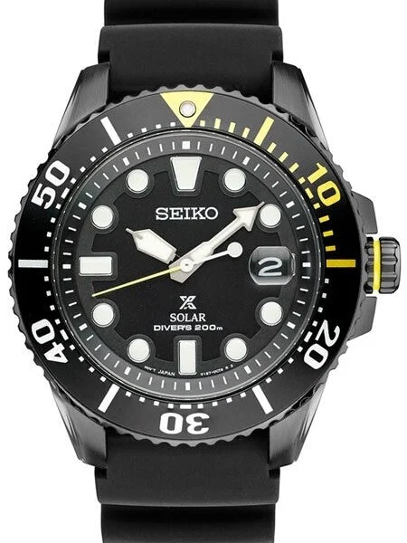 Seiko Prospex Black ion Solar Powered Dive Watch with 10-Month Power Reserve #SNE441 kol s