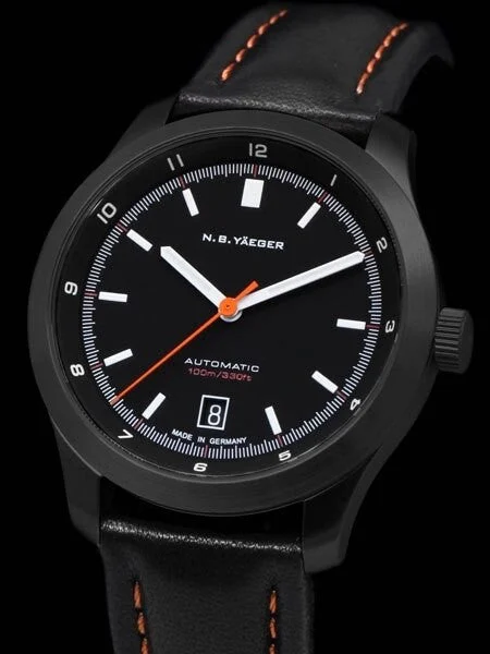 NB Yaeger Swiss Automatic Pilot Watch with Sapphire Crystal #BLACKBIRD-PVD-C2 kol saati