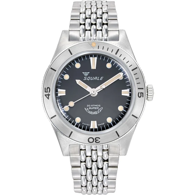 Squale Super- Sunray Black on Bracelet SUPERSSBK.AC kol saati