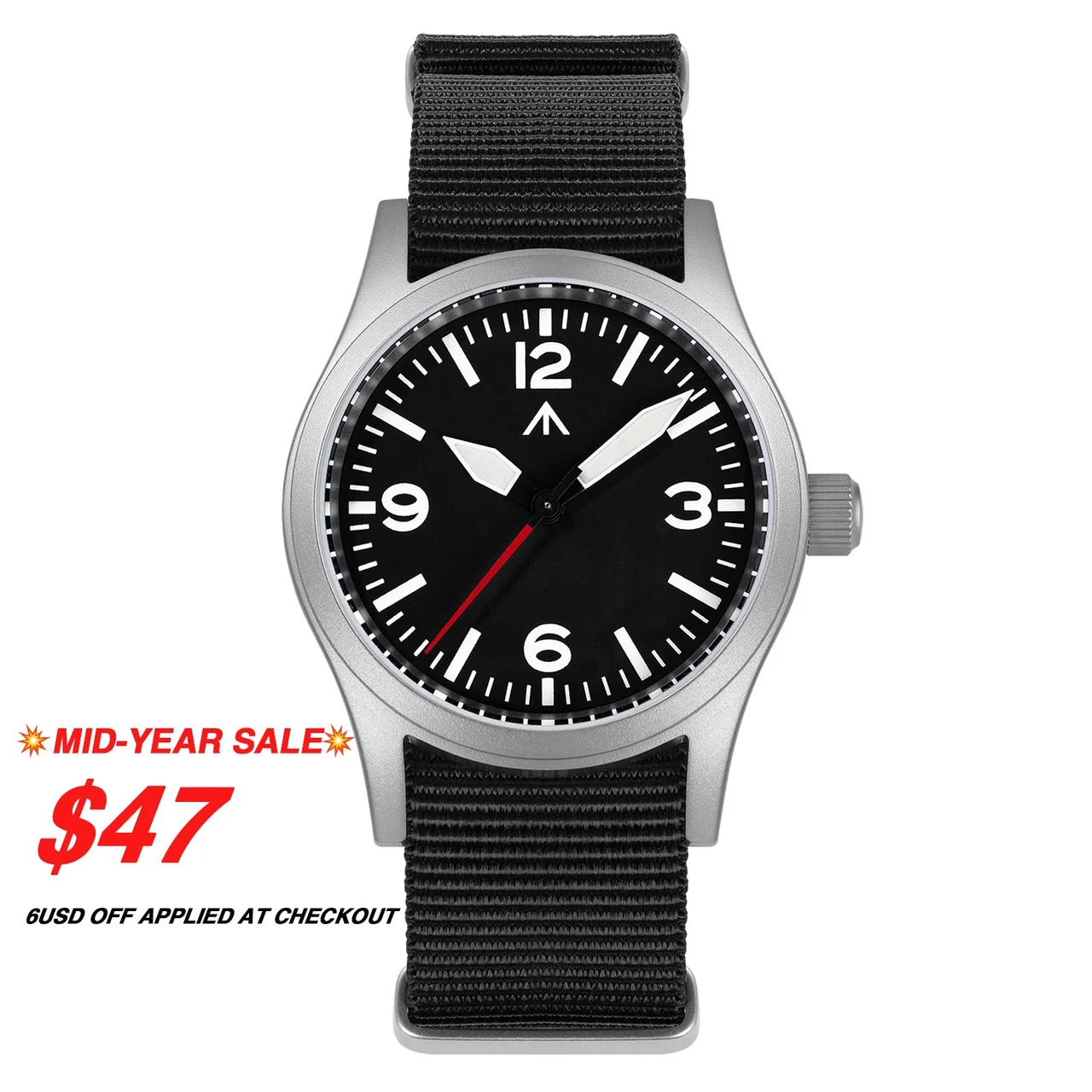 MILITADO MILITADO ML05-36912大剑针-白秒针-黑尼龙 38 mm kol saati