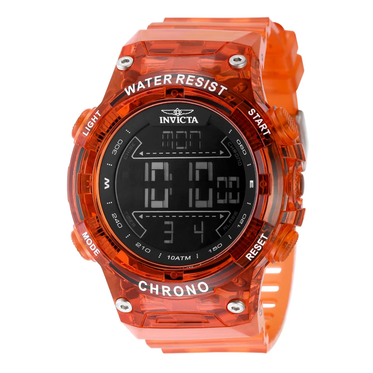 Invicta Racing Burnout Digital Watch - 52mm. Transparent, Orange (49046) 52 mm kol saati