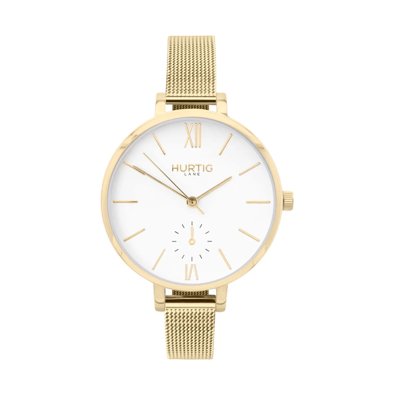 Hurtig Lane Vegan Watches Amalfi Petite Stainless Steel Watch Gold, White & Gold 35 mm kol saati