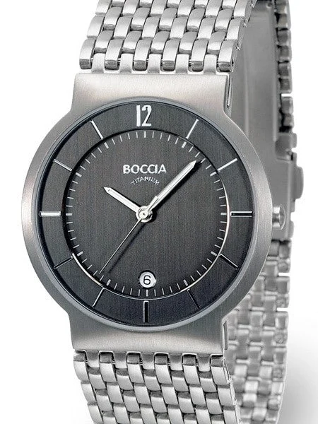 Boccia Silver Quartz Watch with 37mm Titanium Case and Matching Bracelet #3514-04 37 mm kol saati
