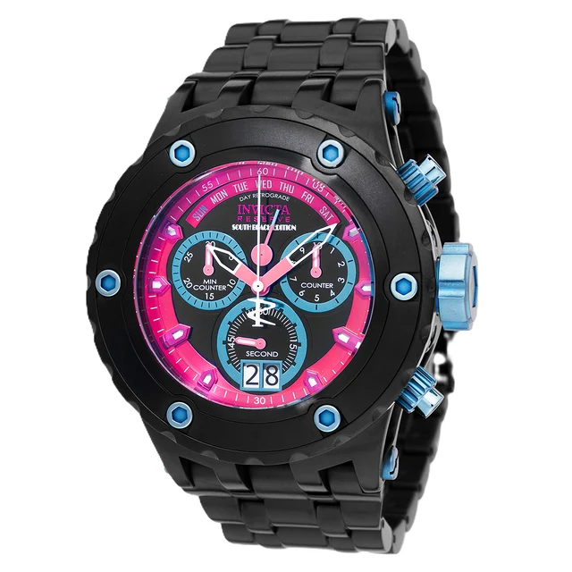 Invicta Reserve South Beach Swiss Ronda 8040.N Caliber Watch - 52mm, Ice Blue, Black (4860