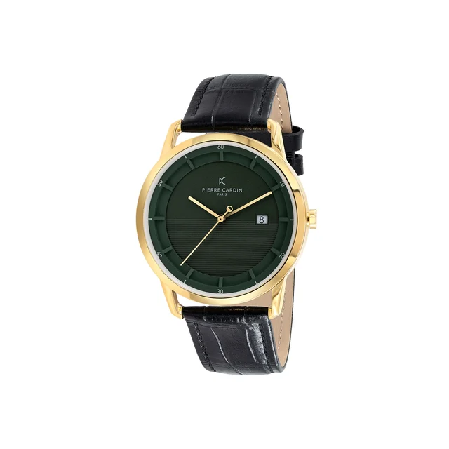 ST. GERMAIN Lines Watch with Green Dial, Gold Case and Black Leather Strap CLC.6008 kol sa