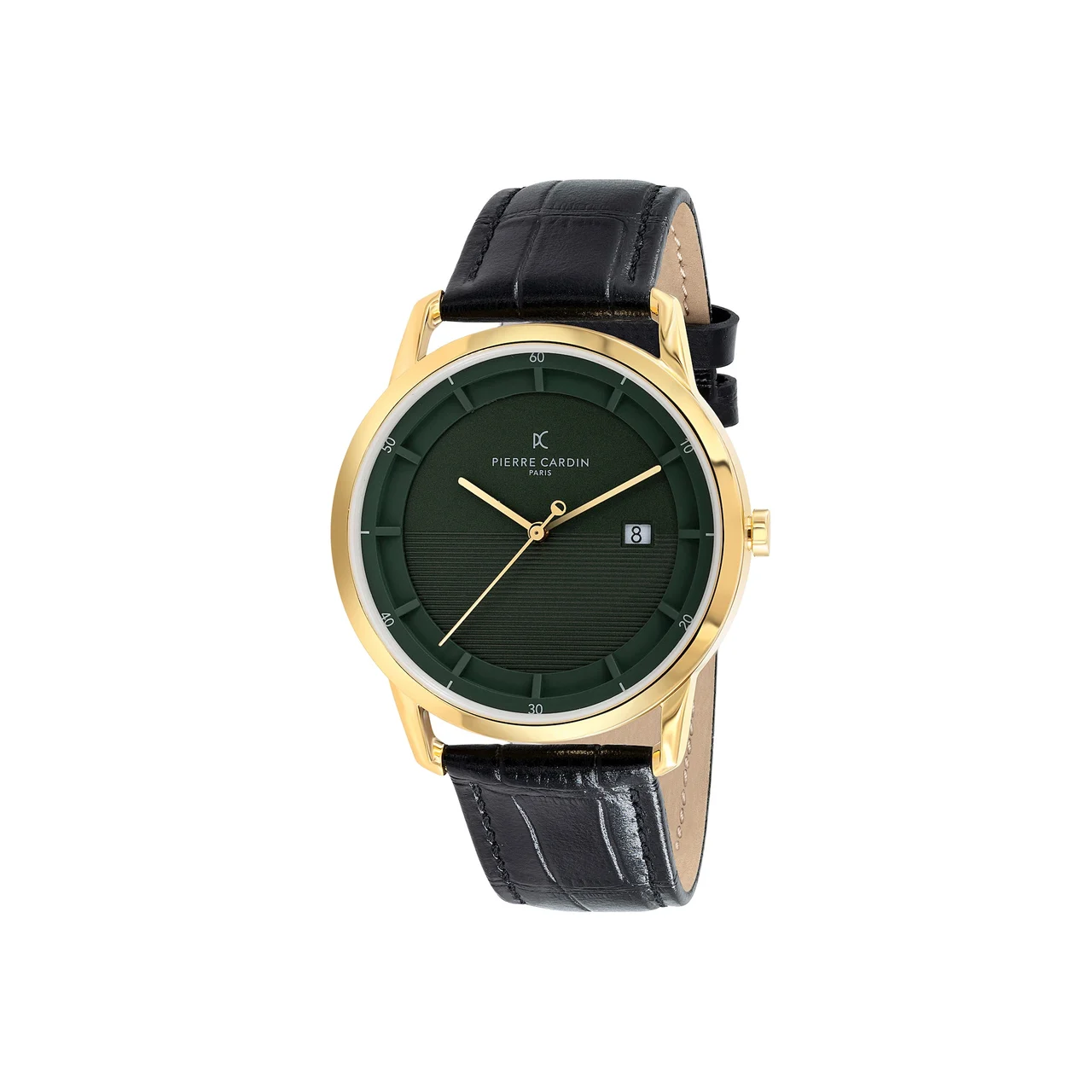 ST. GERMAIN Lines Watch with Green Dial, Gold Case and Black Leather Strap CLC.6008 kol saati