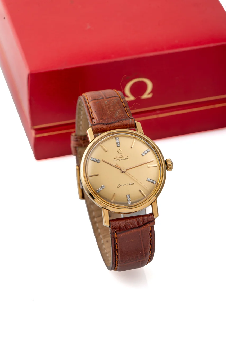 OMEGA OMEGA, REF. 265.205, SEAMASTER, DIAMOND INDEXES, YELLOW GOLD kol saati