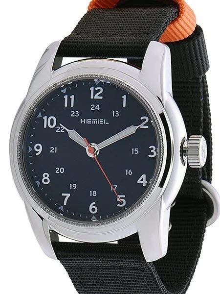 Hemel Automatic Military-Styled Watch with Matte Black Dial and Sapphire Crystal #HM1 40 mm kol saati