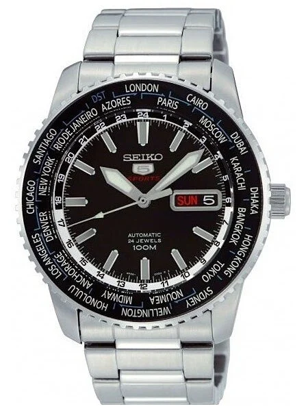 Seiko Sports Automatic Hand Winding World Time Watch SRP127K1 kol saati