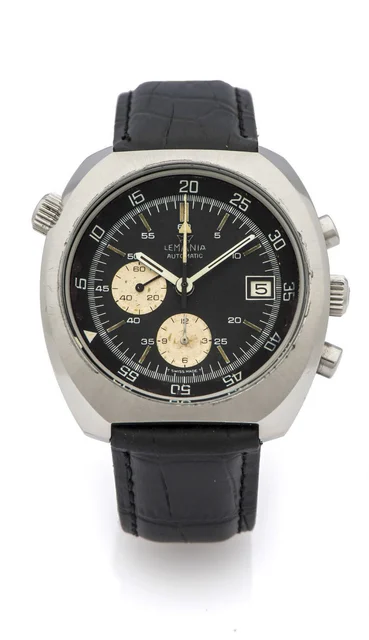 Lemania LEMANIA REF. 9802 CHRONOGRAPH STEEL A fine and rare self-winding stainless steel w