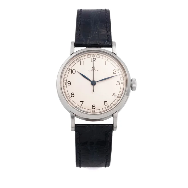 OMEGA Ref. 2410-1, centre-seconds, silver dial; “Chronomètre”; stainless steel kol saati